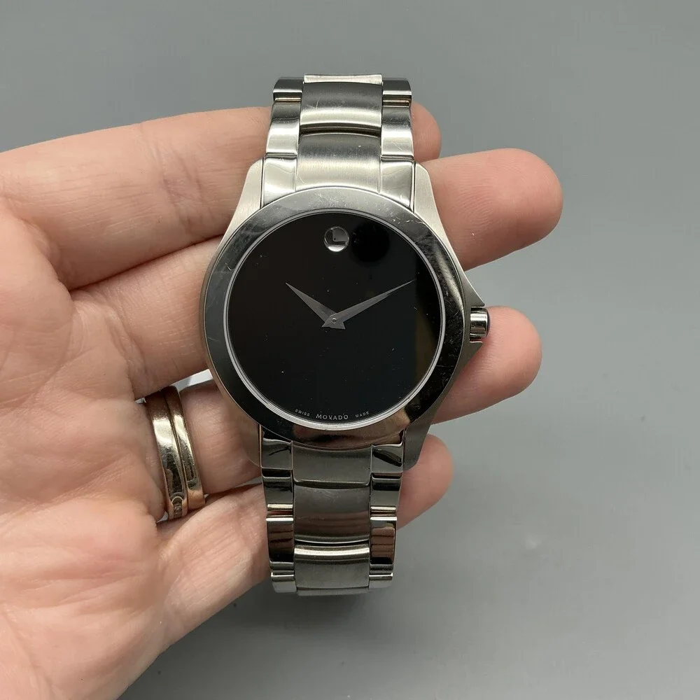 Movado Museum 84 G2 1855 Mens Watch 36mm Black Dial Stainless New Battery 8